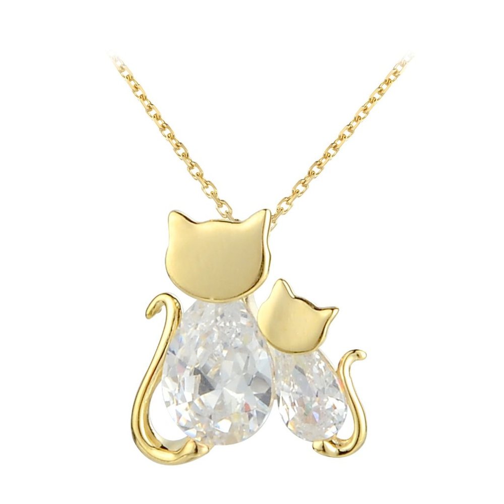 Silver Kitten Cat Charm Pendant Necklace